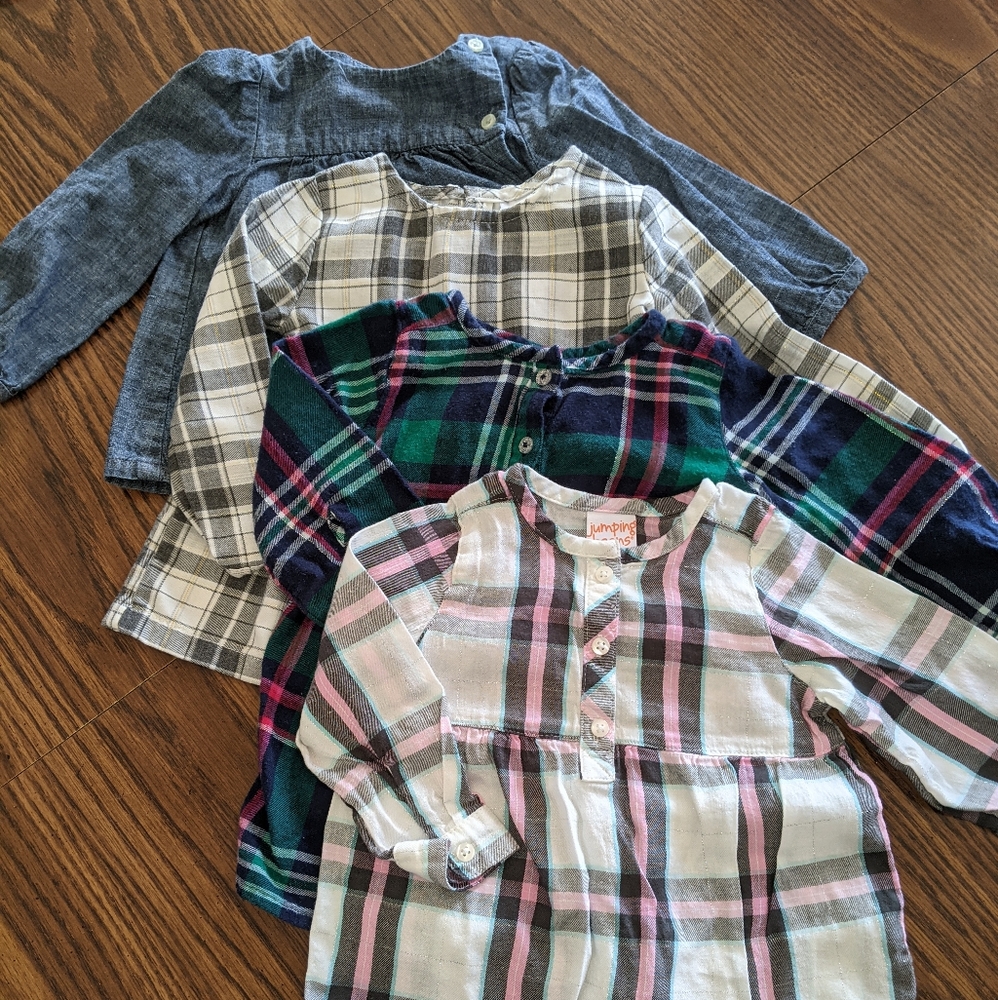 Lot of 5 flannel plaid toddler girls tops